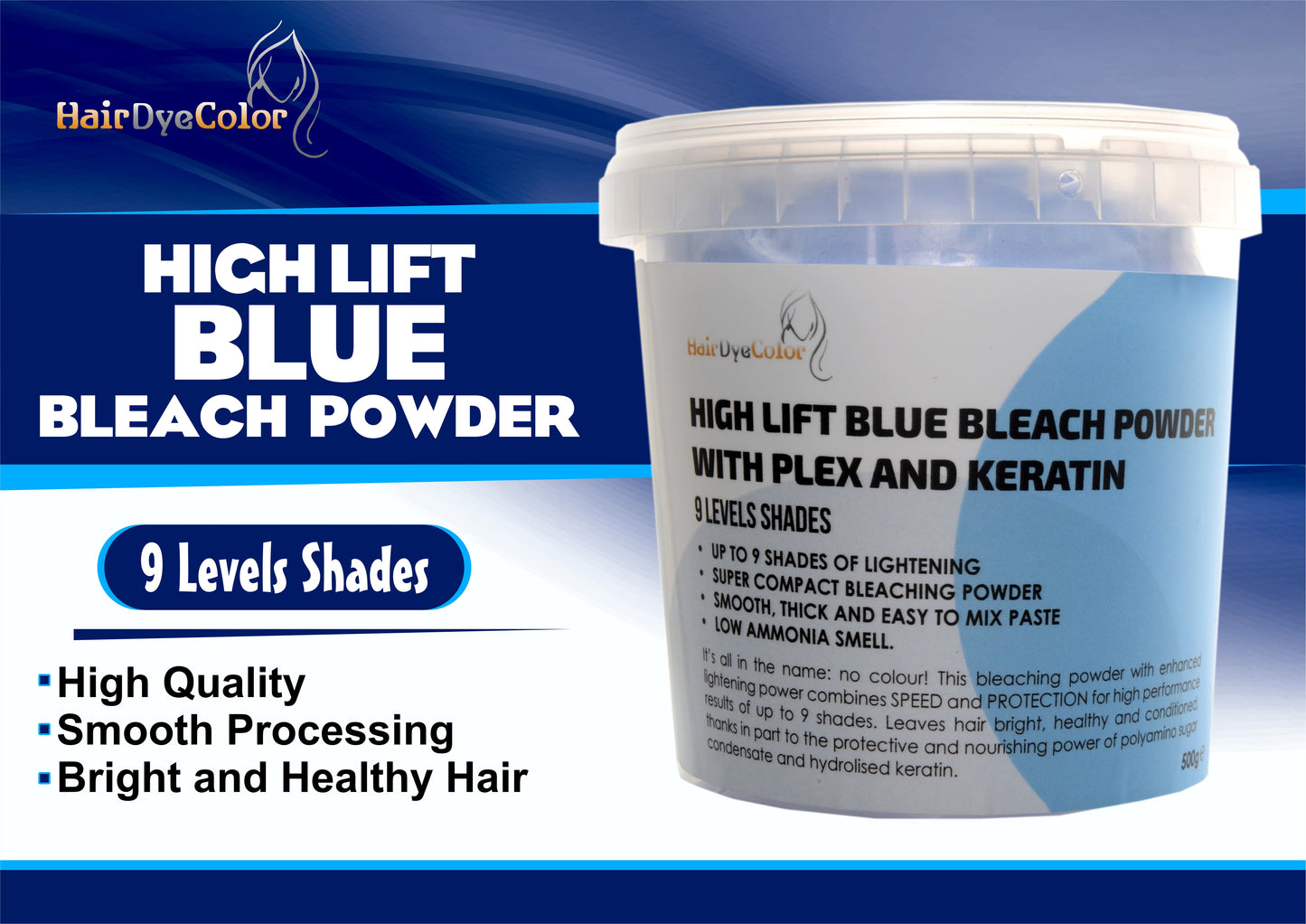 Blue Hair Bleach powder 9Levels lifts Hairdyecolor