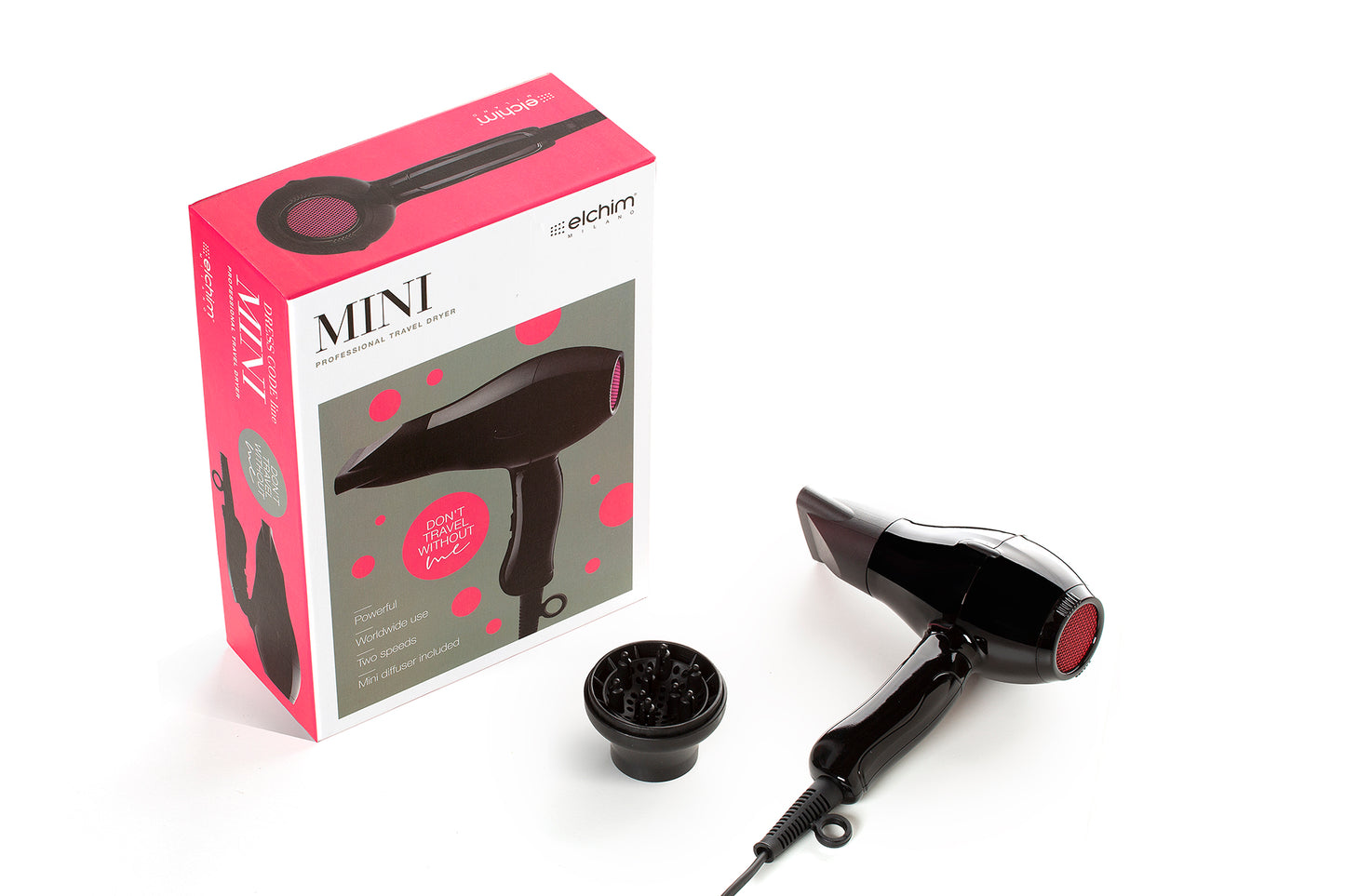 ElChim Hair Dryer 3900 Mini black TRAVEL SIZE
