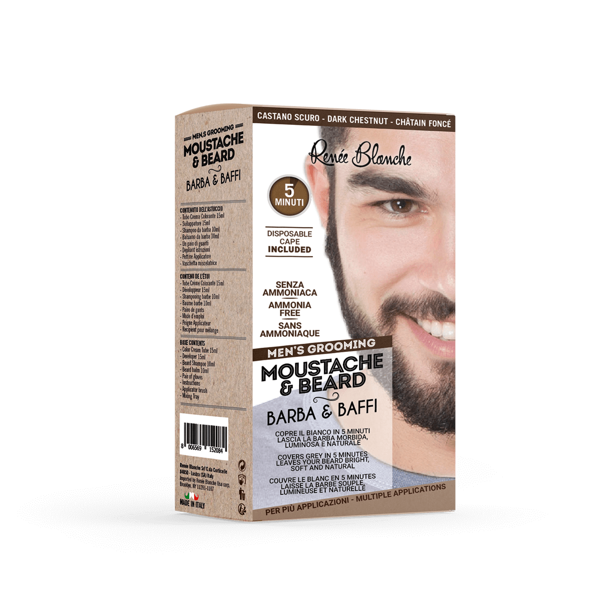 Moustache and beard dye color dark Chestnut