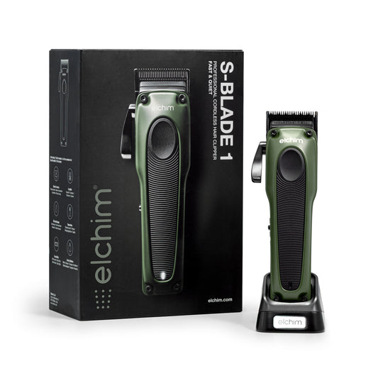 Elchim Cordless Hair Clipper S-Blade 1 Professional Cord DLC + Titanium Fade Blade,