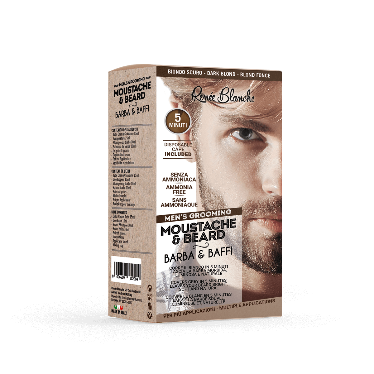 Moustache and beard dye color dark blond