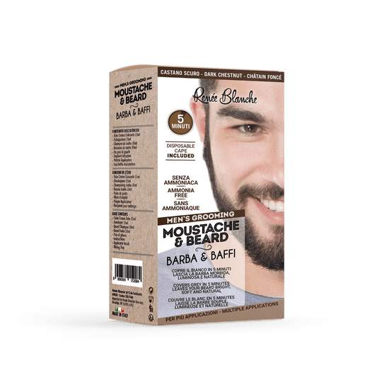 Moustache and beard dye color dark Chestnut