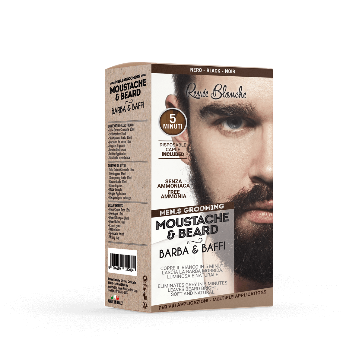 Moustache and beard dye color black